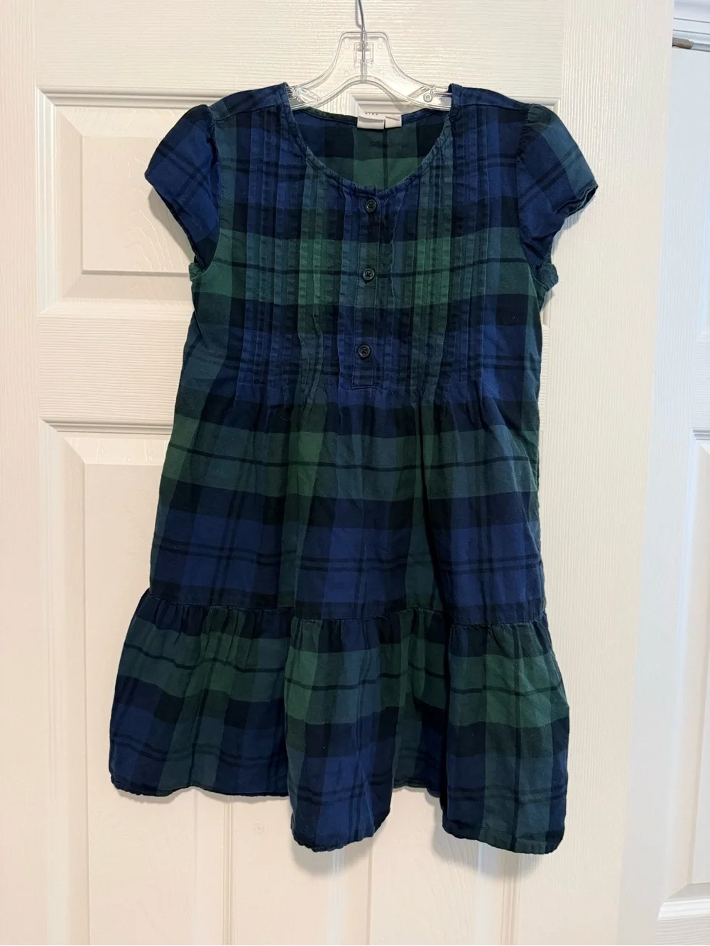 GAP Blue and Green Plaid Short-Sleeve Dress